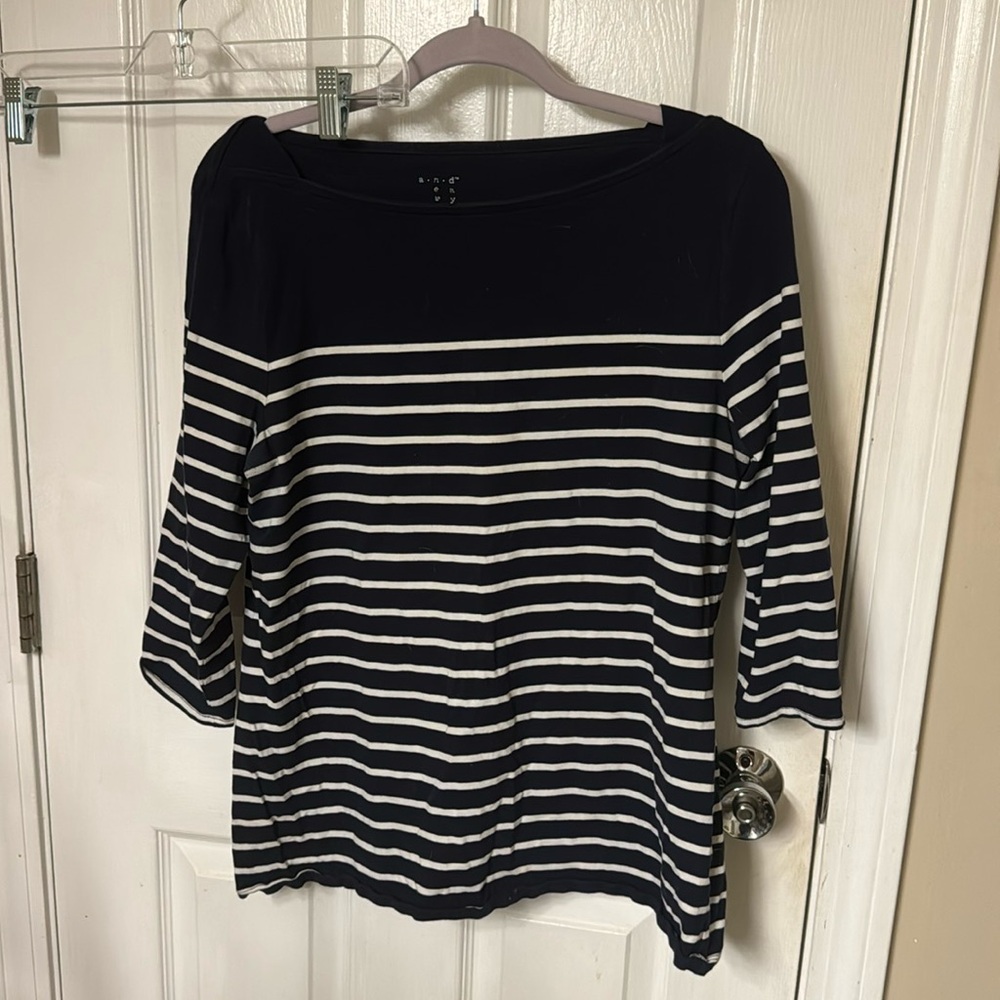 A new day boatneck striped 3/4 length shirt size XL